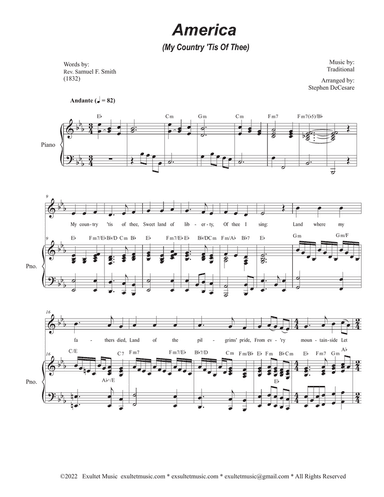 America (My Country, 'Tis of Thee) (Vocal solo - Medium Key)