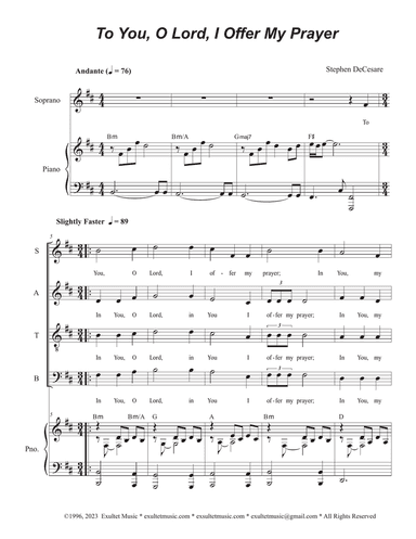 To You, O Lord, I Offer My Prayer (Vocal Quartet - (SATB)