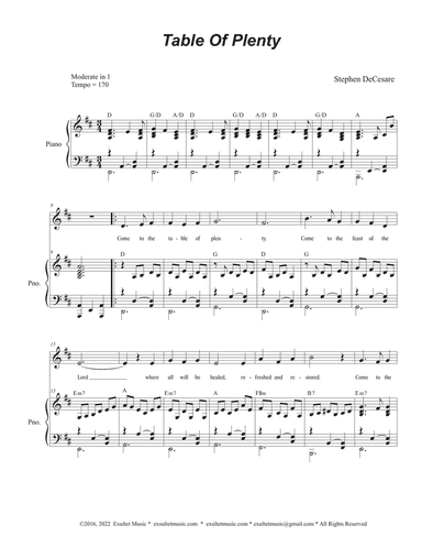 Table of Plenty (Unison choir)