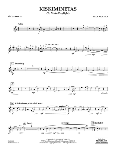 Kiskiminetas (To Make Daylight) - Bb Clarinet 1