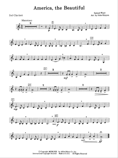 America, the Beautiful: 2nd B-flat Clarinet