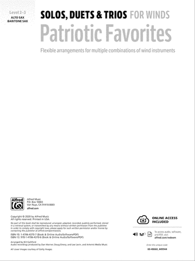 Solos, Duets & Trios for Winds: Patriotic Favorites (Alto Saxophone/Baritone Saxophone)