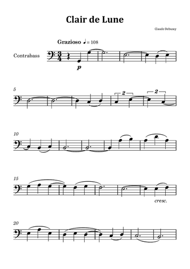 Clair de Lune by Debussy - Double Bass Solo