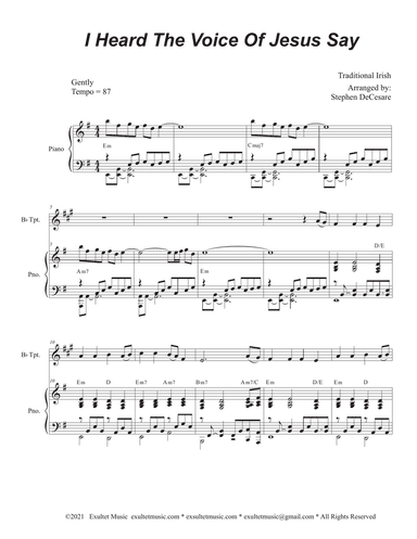 I Heard The Voice Of Jesus Say (Bb-Trumpet solo and Piano)