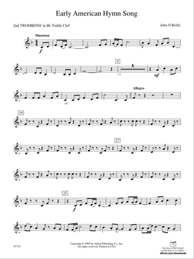 Early American Hymn Song: (wp) 2nd B-flat Trombone T.C.