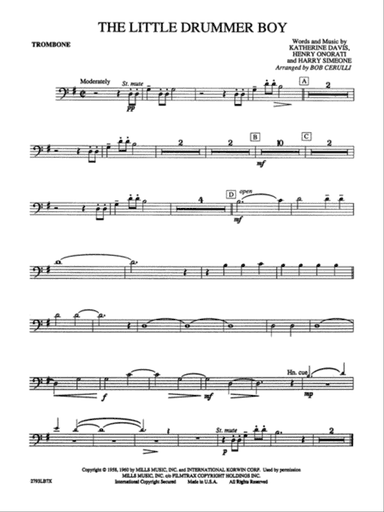 The Little Drummer Boy: 1st Trombone