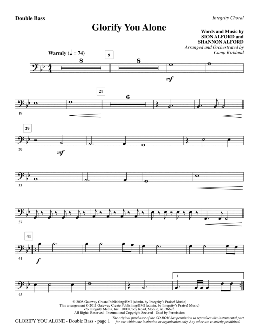 Glorify You Alone - Double Bass