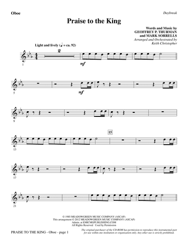 Praise To The King (arr. Keith Christopher) - Oboe