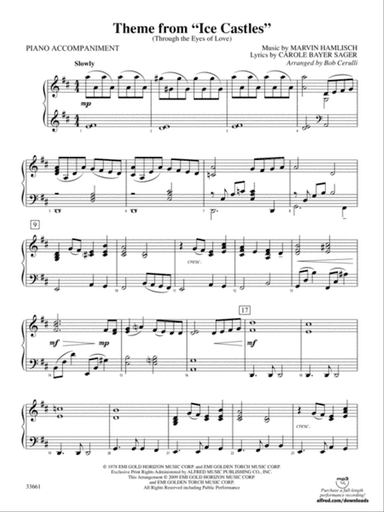 Ice Castles, Theme from (Through the Eyes of Love): Piano Accompaniment