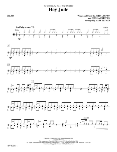 Hey Jude (arr. Mark Brymer) - Drums
