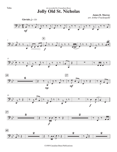 Jolly Old St. Nicholas (with Organ) - Tuba