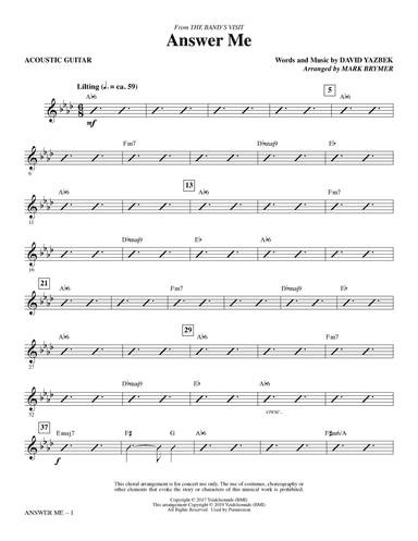 Answer Me (from The Band's Visit) (arr. Mark Brymer) - Acoustic Guitar