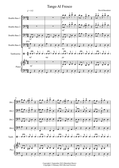 Tango Al Fresco for Double Bass Quartet