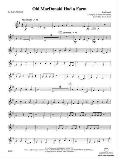 Old MacDonald Had a Farm: 1st B-flat Clarinet