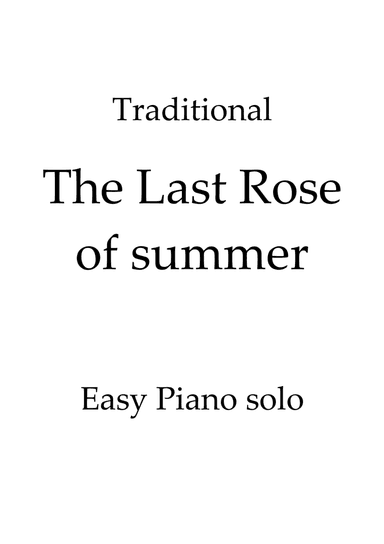 The Last Rose of Summer - Intermediate piano solo