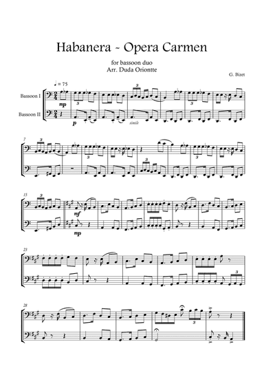 Carmen HABANERA - Bizet ( Bassoon DUO) Student