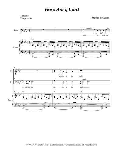 Here Am I, Lord (for 2-part choir - (TB)