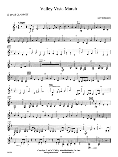 Valley Vista March: B-flat Bass Clarinet
