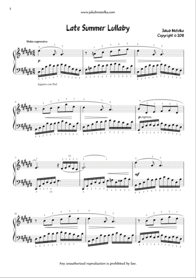Jakub Metelka - Late Summer Lullaby PDF