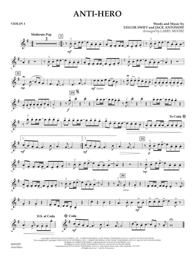 Anti-Hero (arr. Larry Moore) - Violin 1