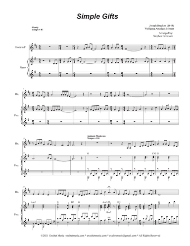 Simple Gifts (French Horn solo and Piano)