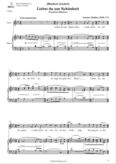 Liebst du um Schonheit (Original key. E-flat Major)