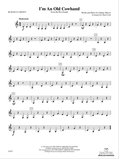 I'm an Old Cowhand (from the Rio Grande): B-flat Bass Clarinet
