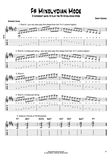 F# Mixolydian Mode (4 Ways to Play)