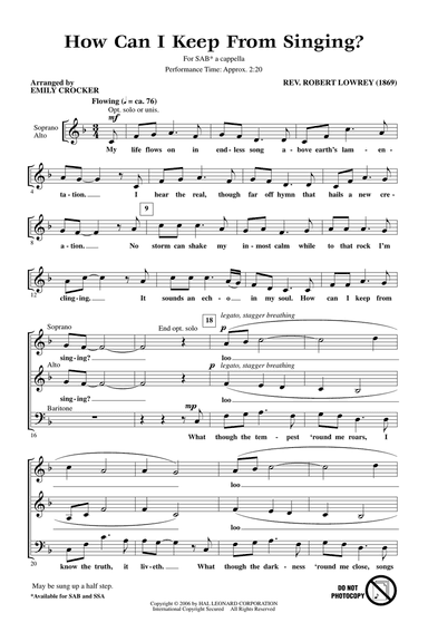How Can I Keep From Singing