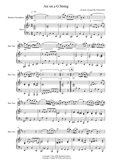 Air on a G String for Baritone Saxophone and Piano