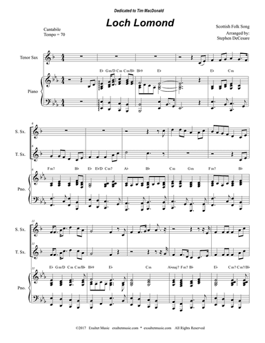 Loch Lomond (Duet for Soprano and Tenor Saxophone)