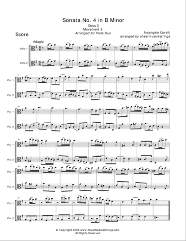 Corelli, A. - Sonata No. 4 (Mvt. 3) for Two Violas
