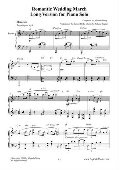Romantic Wedding March by Miranda Wong - Long Version for Piano Solo