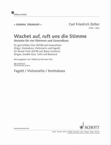 Wachet Auf, Ruft Uns Die Stimme Double Bass, Cello And Bassoon Part