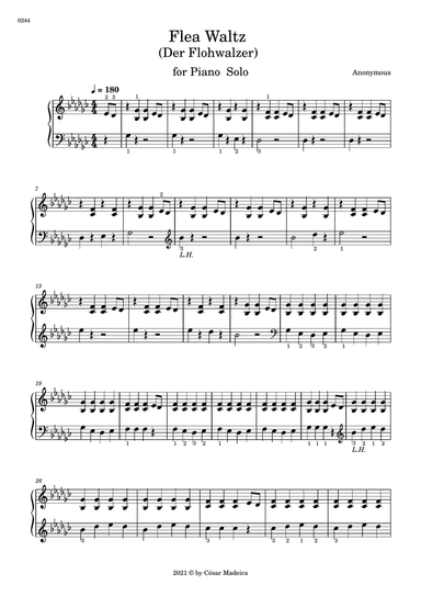 Flea Waltz (Der Flohwalzer) for Piano Solo - Original Version (Full Score)
