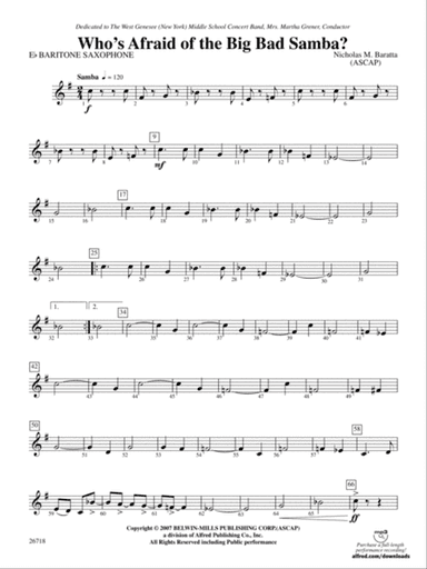 Who's Afraid of the Big Bad Samba?: E-flat Baritone Saxophone