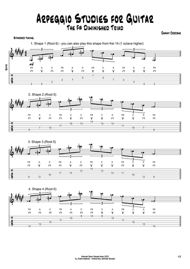 Arpeggio Studies for Guitar - The F# Diminished Triad