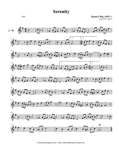 Serenity (Opus 555) Oboe Solo