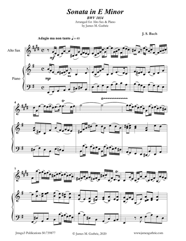 BACH: Sonata in E Minor BWV 1034 for Alto Sax & Piano