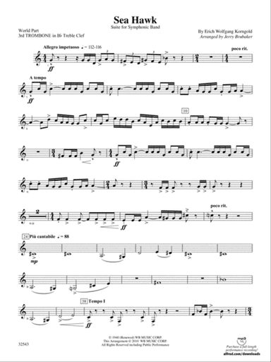 Sea Hawk: (wp) 3rd B-flat Trombone T.C.