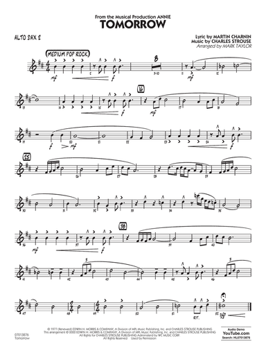 Tomorrow (from Annie) (arr. Mark Taylor) - Alto Sax 2