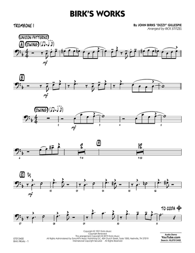 Birk's Works (arr. Rick Stitzel) - Trombone 1