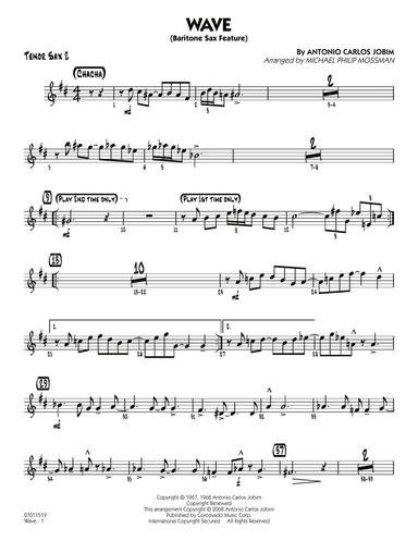 Wave (arr. Michael Philip Mossman) - Tenor Sax 2