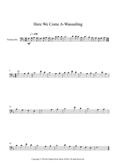Here We Come A-Wassailing (Cello)