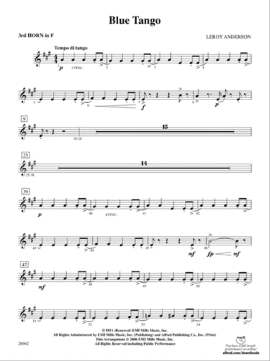 Blue Tango: 3rd F Horn