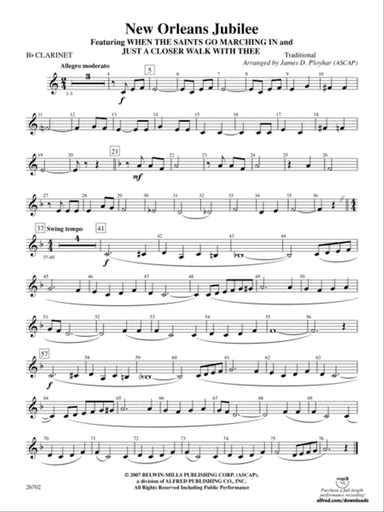New Orleans Jubilee: 1st B-flat Clarinet