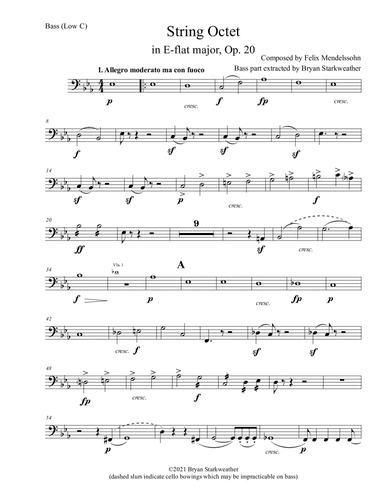 Mendelssohn String Octet - Bass Part