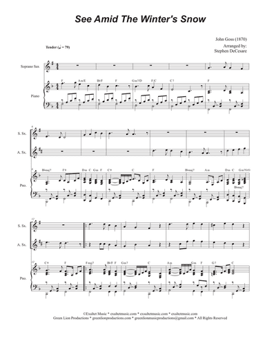 See Amid The Winter's Snow (Duet for Soprano and Alto Saxophone)