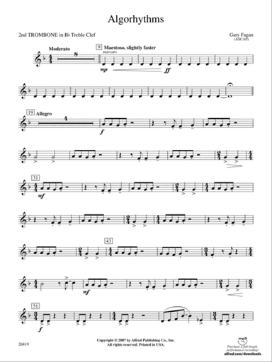 Algorhythms: (wp) 2nd B-flat Trombone T.C.