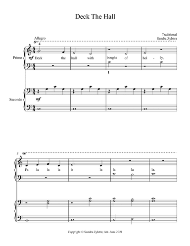 Deck The Hall (beginning solo with optional elementary duet)